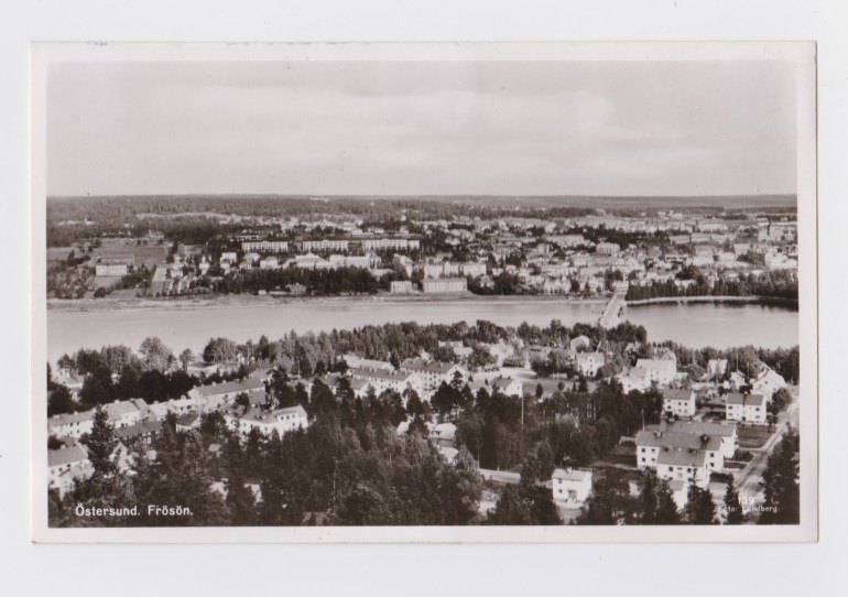 Black and white postcard of Ostersund